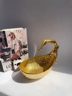 ست جاشمعی و شکلات خوری پایه دار فلزی رنگ سیلور کد7042