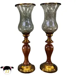 ست شمعدان پایه دار چوبی رنگ آنتیک کد1426