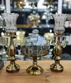 ست شمعدان و کاپ کیک پایه دار فلزی رنگ آنتیک کد7034