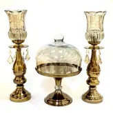 ست شمعدان و کاپ کیک پایه دار فلزی رنگ آنتیک کد7034