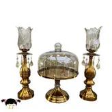 ست شمعدان و کاپ کیک پایه دار فلزی رنگ آنتیک کد7040