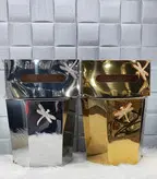 ست سطل و دستمال کاغذی استیل رنگ طلایی طرح سنجاقک کد503