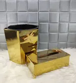 ست سطل و دستمال کاغذی استیل رنگ طلایی طرح سنجاقک کد503