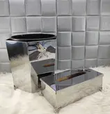 ست سطل و دستمال کاغذی استیل رنگ طلایی طرح سنجاقک کد503