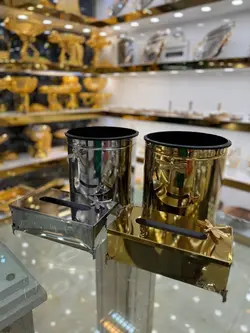 ست سطل و دستمال کاغذی استیل رنگ طلایی طرح سنجاقک کد502