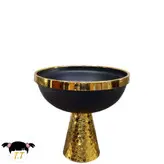 آجیل خوری پایه دار فلزی چکش کاری شده رنگ مشکی طلایی کد1413