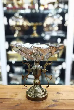 آجیل خوری پایه دار فلزی چکش کاری شده رنگ مشکی نقره ای کد1443