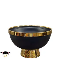 میوه خوری پایه دار فلزی چکش کاری شده رنگ مشکی طلایی کد1410