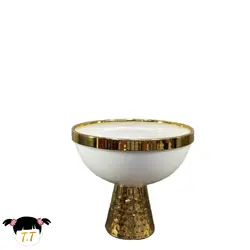 شکلات خوری پایه دار فلزی چکش کاری شده رنگ کرم طلایی کد1434