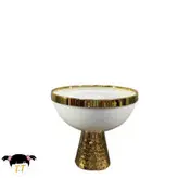 شکلات خوری پایه دار فلزی چکش کاری شده رنگ کرم طلایی کد1434