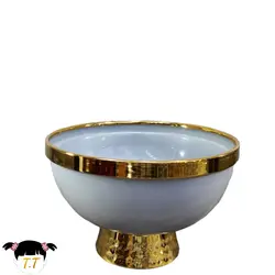 میوه خوری پایه دار فلزی چکش کاری شده رنگ طوسی طلایی کد1420