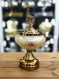 شکلات خوری پایه دار فلزی چکش کاری شده رنگ سیلور طلایی کد1454