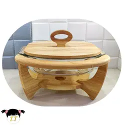 مرغ خوری پیرکس پایه چوبی سایز بزرگ کد99141