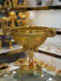 آجیل/میوه خوری پایه دار بلور شامپاینی طلایی کد1728