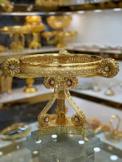 شیرینی خوری پایه دار بلور شامپاینی طلایی کد1729