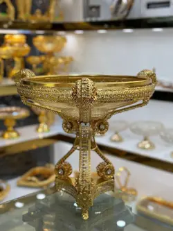 میوه خوری پایه دار بلور شامپاینی طلایی کد1727