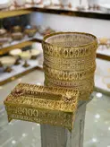 ست سطل و دستمال کاغذی فلزی نگین کوب طرح عربی کد1533