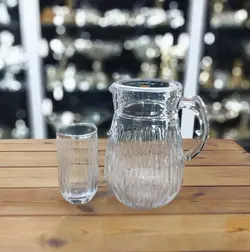 ست پارچ و لیوان سولو لبه نقره ای کد003