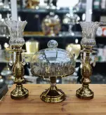 ست شمعدان و کاپ کیک پایه دار فلزی رنگ آنتیک کد7034
