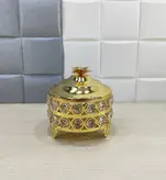 شیرینی/میوه خوری دو طبقه کریستالی طلایی کد9024