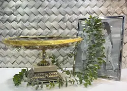 شیرینی خوری پایه دار شامپاینی لبه اکلیلی مدل الینور کد901