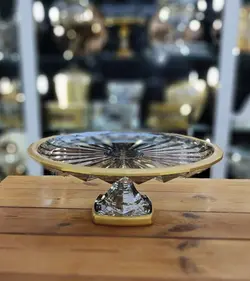 شیرینی خوری پایه دار شامپاینی لبه اکلیلی مدل مودنا کد801