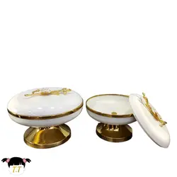آجیل /شکلات خوری دربدار رنگ طلایی کرم گل برنجی کد1433