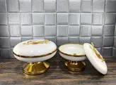 آجیل /شکلات خوری دربدار رنگ طلایی کرم گل برنجی کد1433