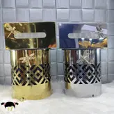 ست سطل و دستمال کاغذی استیل رنگ طلایی/سیلور طرح سنجاقک کد509