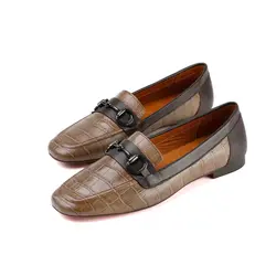 کفش کالج تخت زنانه قهوه ای چرم دیمو مدل 306 گوچی