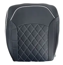 روکش صندلی پژو 207 چرم گلدوزی کربن مشکی با دوخت سفید