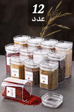 ست جا ادویه ای ۱۲ عددی Kitchen Life با درب ضد نشتی کد MCH09050