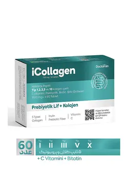 قرص کلاژن و پروبیوتیک icollagen بسته ۶۰ عددی
