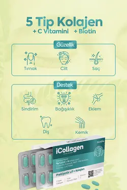 قرص کلاژن و پروبیوتیک icollagen بسته ۶۰ عددی