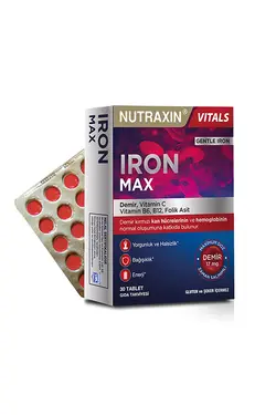 قرص Iron Max نوتراکسین آهن، ویتامین C، ویتامین B6، اسید فولیک، B12