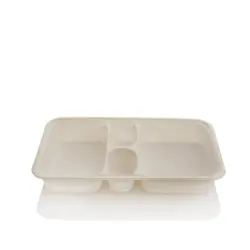 ظرف یکبار مصرف گیاهی ۴ خونه مرغی با درب (بسته ۵۰ تایی)