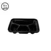 ظرف مشکی ماکروویوی یکبار مصرف ۴ خانه کد ۴۰۱ با درب (کارتن ۱۰۰ تابی)
