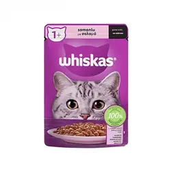 غذای پوچ گربه بالغ با ماهی سالمون ویسکاس (Whiskas Salmon Pouch In Gravy) وزن 85 گرم