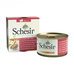 کنسرو گربه با طعم مرغ و بیف با دانه های لوبیا سبز شسیر (Schesir Chicken Beef with Mango and Green Beans) وزن 85 گرم