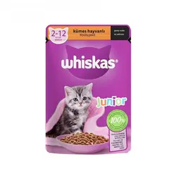 غذای پوچ بچه گربه با طعم گوشت طیور ویسکاس (Whiskas Poultry Junior Cat Pouch) وزن 85 گرم