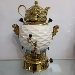 سماور گازی سیلور مدل توپی اناناسی کرم ترموکوپل دار