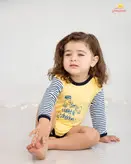 سرویس تکه باز پنبه نوزادی طرح جوجه و پرچم