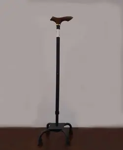 عصا چهار پایه فلزی مشکی ماسه ای دسته چوبی tessy t30