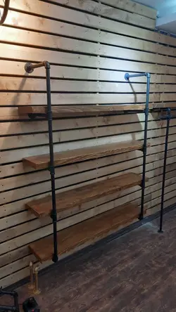 قفسه لوله ابی تلفیق چوب و فلز