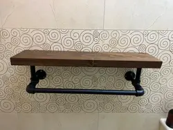 شلف لوله آب تلفیق چوب و فلز