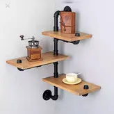 شلف دیواری اهنی با طبقات چوبی