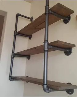 قفسه دیوارکوب لوله ای و چوبی