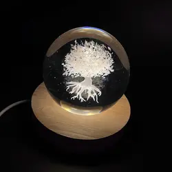 چراغ خواب طرح گوی کریستال مدل درختNight light with tree model crystal ball design