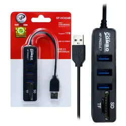 هاب و رم ریدر XP-Product XP-HC834c 3PortXP-Product XP-HC834c 3Port HUB + Card reader USB2.0 combo
