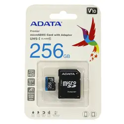 رم میکرو ۲۵۶ گیگ ای دیتا ADATA Premier U1 C10 V10 100MB/s + خشابADATA Premier U1 C10 V10 100MB/s Memory Card With Adapter